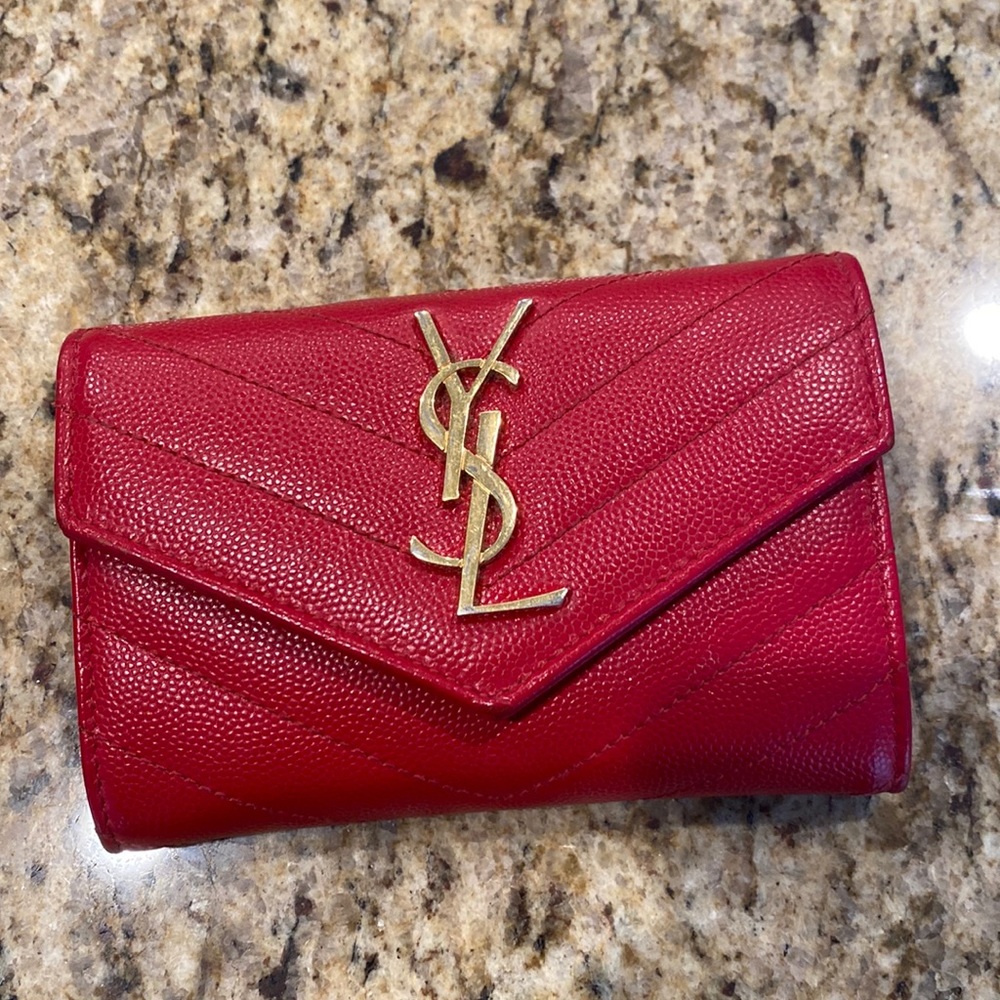 YSL small monogram leather envelope wallet